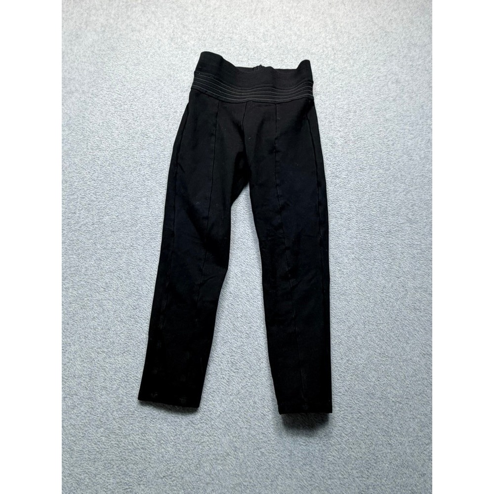 Zara Women Black High Waisted Pintuck Seam Leggings Textured Waistband Pants